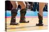 The Fighters in National Boots are Ready to Mongolian Wrestling.-Paha_L-Stretched Canvas