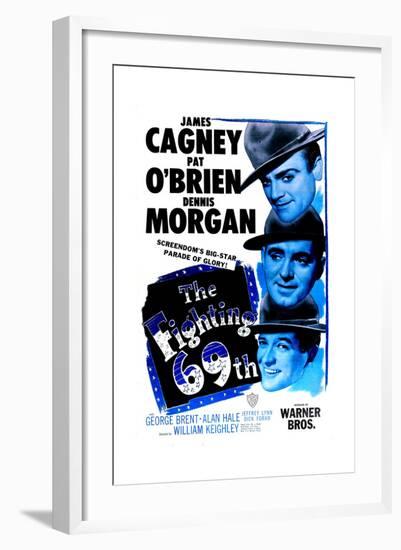 THE FIGHTING 69TH, US poster, from top: James Cagney, Pat O'Brien, George Brent, 1940-null-Framed Art Print