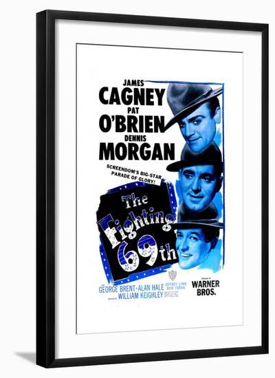 THE FIGHTING 69TH, US poster, from top: James Cagney, Pat O'Brien, George Brent, 1940-null-Framed Art Print