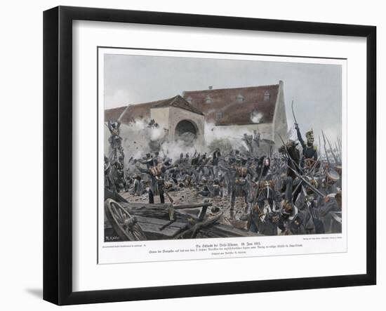 The Fighting at la Haye-Sainte-R Knoetel-Framed Art Print