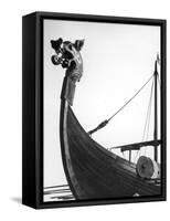 The Figurehead of the Viking Longship "Hugin" at Pegwell Bay Kent England-null-Framed Stretched Canvas