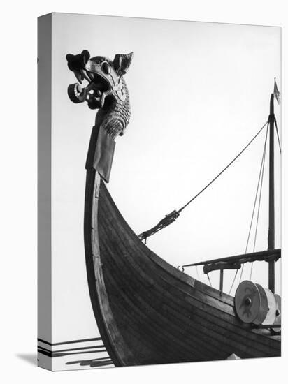 The Figurehead of the Viking Longship "Hugin" at Pegwell Bay Kent England-null-Stretched Canvas