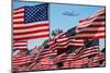 The final flight of the Space Shuttle Columbia flies on 9/21/12 over US Flags at Peperdine Unive...-null-Mounted Photographic Print