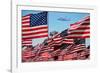 The final flight of the Space Shuttle Columbia flies on 9/21/12 over US Flags at Peperdine Unive...-null-Framed Photographic Print