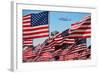 The final flight of the Space Shuttle Columbia flies on 9/21/12 over US Flags at Peperdine Unive...-null-Framed Photographic Print