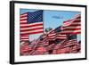 The final flight of the Space Shuttle Columbia flies on 9/21/12 over US Flags at Peperdine Unive...-null-Framed Photographic Print