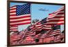 The final flight of the Space Shuttle Columbia flies on 9/21/12 over US Flags at Peperdine Unive...-null-Framed Photographic Print