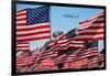 The final flight of the Space Shuttle Columbia flies on 9/21/12 over US Flags at Peperdine Unive...-null-Framed Photographic Print