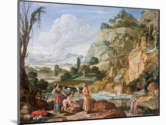 The Finding of the Infant Moses by Pharaoh's Daughter, 17th Century-Bartholomeus Breenbergh-Mounted Giclee Print