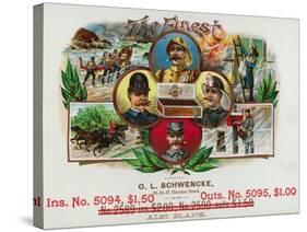 The Finest Brand Cigar Box Label, Coast Guard, Fireman, Postman, and Policeman-Lantern Press-Stretched Canvas