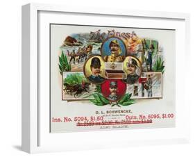 The Finest Brand Cigar Box Label, Coast Guard, Fireman, Postman, and Policeman-Lantern Press-Framed Art Print