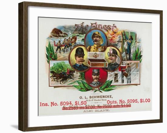 The Finest Brand Cigar Box Label, Coast Guard, Fireman, Postman, and Policeman-Lantern Press-Framed Art Print