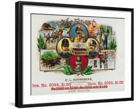 The Finest Brand Cigar Box Label, Coast Guard, Fireman, Postman, and Policeman-Lantern Press-Framed Art Print