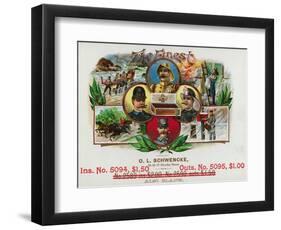 The Finest Brand Cigar Box Label, Coast Guard, Fireman, Postman, and Policeman-Lantern Press-Framed Art Print