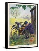 "The Finest of All Hobbies", a Boy Tinkers with His Motor Bike-Algernon Fovie-Framed Stretched Canvas