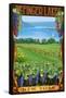 The Finger Lakes, New York - Vineyard Scene-Lantern Press-Framed Stretched Canvas