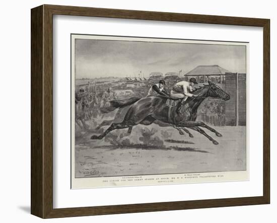 The Finish for the Derby Stakes at Epsom, Mr W C Whitney's Volodyovski Wins-Godfrey Douglas Giles-Framed Giclee Print