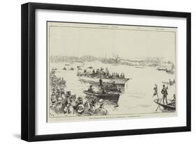 The Finish of the Boat-Race at Mortlake, Cambridge Wins!-William Heysham Overend-Framed Premium Giclee Print