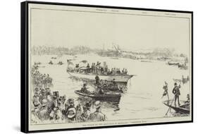 The Finish of the Boat-Race at Mortlake, Cambridge Wins!-William Heysham Overend-Framed Stretched Canvas