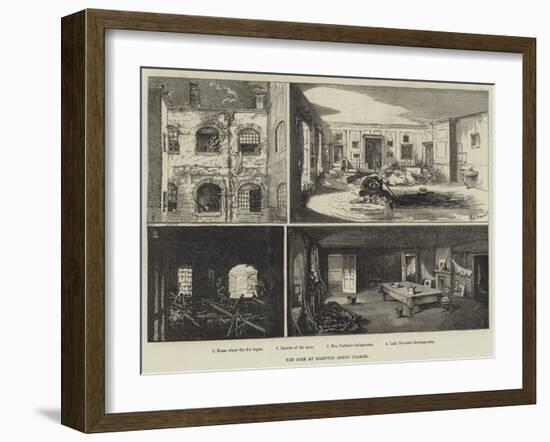 The Fire at Hampton Court Palace-Alfred Courbould-Framed Premium Giclee Print