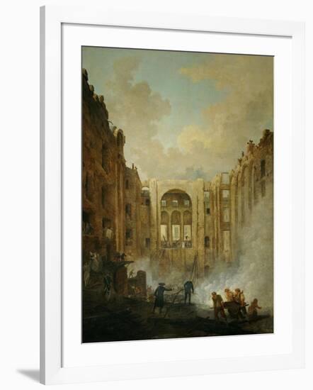 The fire at the operahouse in the Palais Royal,1781-Hubert Robert-Framed Giclee Print