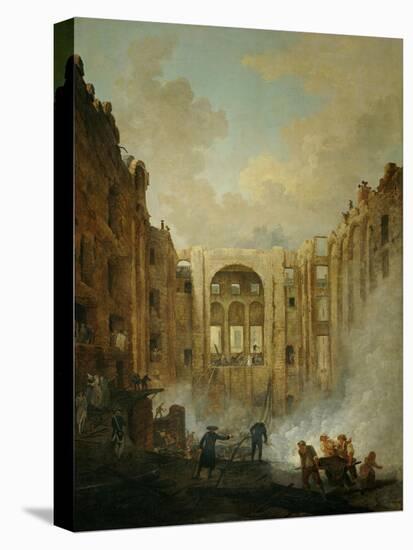 The fire at the operahouse in the Palais Royal,1781-Hubert Robert-Stretched Canvas