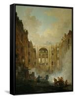 The fire at the operahouse in the Palais Royal,1781-Hubert Robert-Framed Stretched Canvas