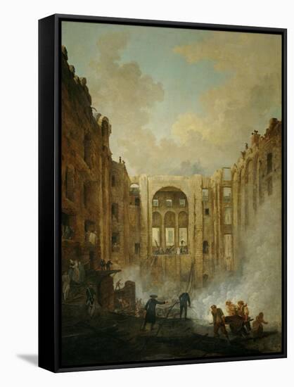 The fire at the operahouse in the Palais Royal,1781-Hubert Robert-Framed Stretched Canvas