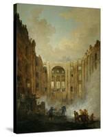 The fire at the operahouse in the Palais Royal,1781-Hubert Robert-Stretched Canvas