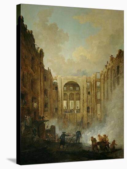 The fire at the operahouse in the Palais Royal,1781-Hubert Robert-Stretched Canvas