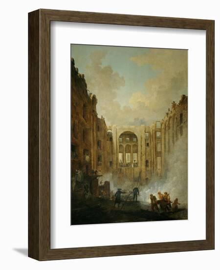 The fire at the operahouse in the Palais Royal,1781-Hubert Robert-Framed Giclee Print