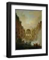 The fire at the operahouse in the Palais Royal,1781-Hubert Robert-Framed Giclee Print