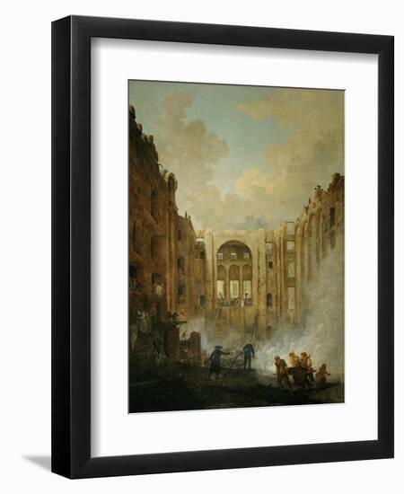 The fire at the operahouse in the Palais Royal,1781-Hubert Robert-Framed Giclee Print