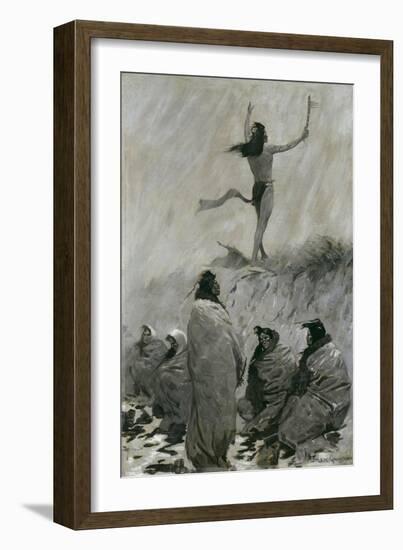 The Fire Eater Raised His Arms to the Thunder Bird, C.1900-Frederic Remington-Framed Giclee Print