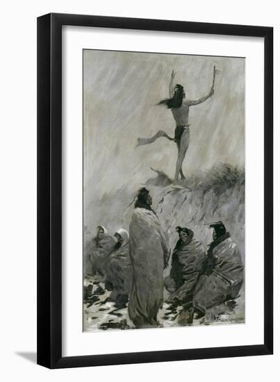 The Fire Eater Raised His Arms to the Thunder Bird, C.1900-Frederic Remington-Framed Premium Giclee Print