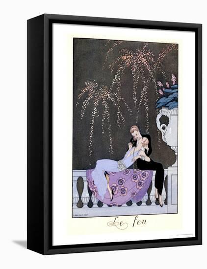 The Fire, Illustration for "Fetes Galantes" by Paul Verlaine 1924-Georges Barbier-Framed Stretched Canvas