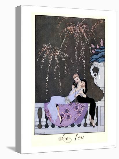 The Fire, Illustration for "Fetes Galantes" by Paul Verlaine 1924-Georges Barbier-Stretched Canvas