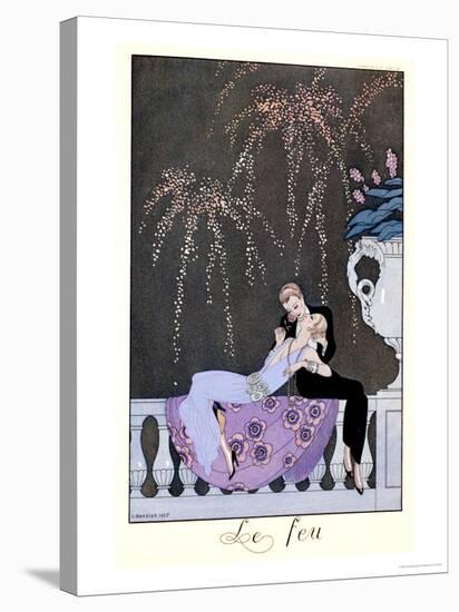 The Fire, Illustration for "Fetes Galantes" by Paul Verlaine 1924-Georges Barbier-Stretched Canvas