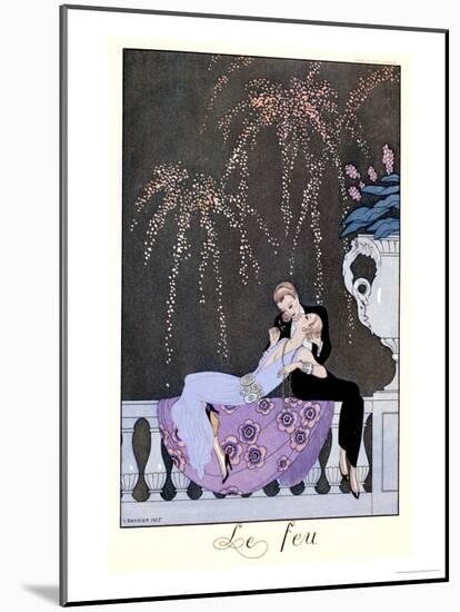 The Fire, Illustration for "Fetes Galantes" by Paul Verlaine 1924-Georges Barbier-Mounted Premium Giclee Print