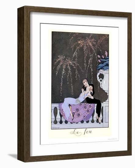 The Fire, Illustration for "Fetes Galantes" by Paul Verlaine 1924-Georges Barbier-Framed Giclee Print