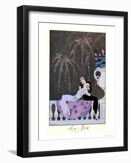 The Fire, Illustration for "Fetes Galantes" by Paul Verlaine 1924-Georges Barbier-Framed Giclee Print