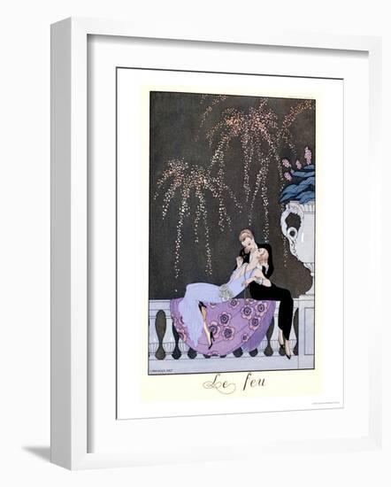 The Fire, Illustration for "Fetes Galantes" by Paul Verlaine 1924-Georges Barbier-Framed Giclee Print