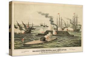 The First Battle Between 'Iron' Ships of War, Published C.1862-Henry Bill-Stretched Canvas