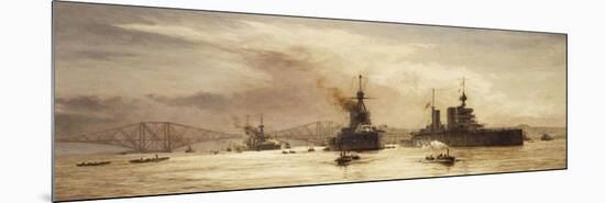 The First Battle Squadron Leaving the Forth for the Battle of Jutland, 1917-William Lionel Wyllie-Mounted Giclee Print