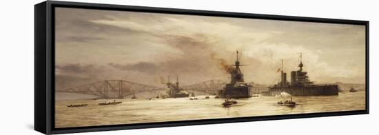 The First Battle Squadron Leaving the Forth for the Battle of Jutland, 1917-William Lionel Wyllie-Framed Stretched Canvas