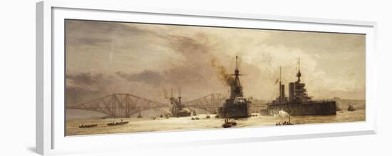 The First Battle Squadron leaving the Forth for the Battle of Jutland-William Lionel Wyllie-Framed Premium Giclee Print