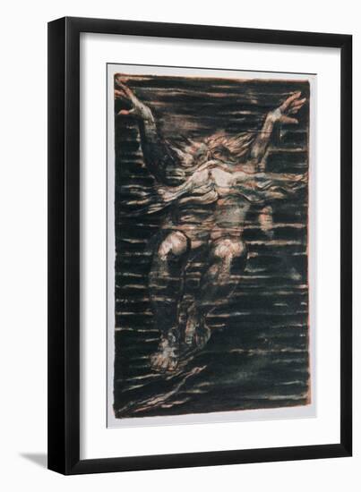The First Book of Urizen; Bearded Man Swimming Through Water, 1794-William Blake-Framed Giclee Print