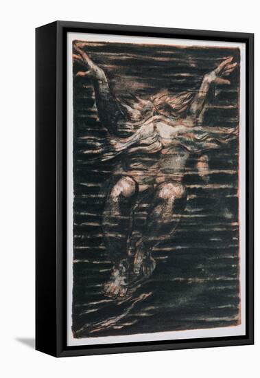 The First Book of Urizen; Bearded Man Swimming Through Water, 1794-William Blake-Framed Stretched Canvas