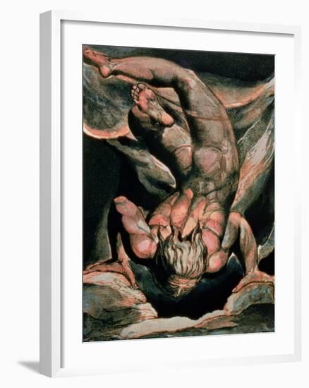 The First Book of Urizen, Man Floating Upside Down, 1794 (Colour-Printed Relief Etching)-William Blake-Framed Giclee Print