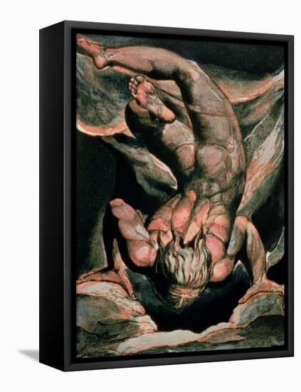 The First Book of Urizen, Man Floating Upside Down, 1794 (Colour-Printed Relief Etching)-William Blake-Framed Stretched Canvas